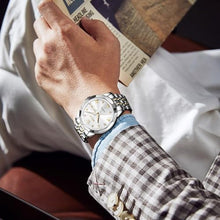 Load image into Gallery viewer, OLEVS Silver Gold Watches for Men Waterproof Diamond Business Luxury Dress Analog Quartz Stainless Steel Luminous Day Date Two Tone Casual Men's Wrist Watches Gift_1384
