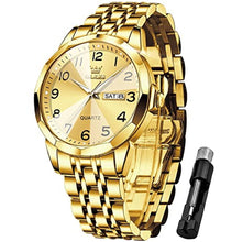 Load image into Gallery viewer, OLEVS Watch for Women Men Easy Read Gold Luxury Casual Business Dress Wrist Watch Two Tone Stainless Steel Luminous Waterproof (FT-OS-G9970GJ-QJ)_1
