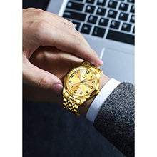 Load image into Gallery viewer, OLEVS Watch for Women Men Easy Read Gold Luxury Casual Business Dress Wrist Watch Two Tone Stainless Steel Luminous Waterproof (FT-OS-G9970GJ-QJ)_826
