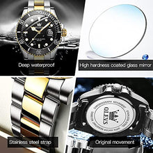 Load image into Gallery viewer, OLEVS Watches for Men Black Silver Stainless Steel Luxury Mens Dress Watch, blackface_1727
