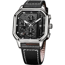 Load image into Gallery viewer, OLEVS Watches for Men Quartz Square Wrist Watches Chronograph Leather Fashion Dress Watch Date Waterproof Luminous Casual Business Black_1
