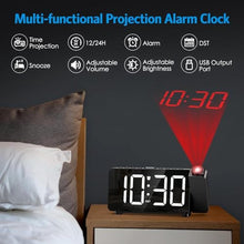 Load image into Gallery viewer, Olipiter Digital Projection Alarm Clock for Bedroom Ceiling-Alarm Clocks with 180Projector, 5 Level Brightness, DST, Snooze, Night Mode, Loud Alarms for Kids,Heavy Sleepers, 12/24H, for Bedroom, Black_5410
