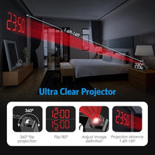 Load image into Gallery viewer, Olipiter Digital Projection Alarm Clock for Bedroom Ceiling-Alarm Clocks with 180Projector, 5 Level Brightness, DST, Snooze, Night Mode, Loud Alarms for Kids,Heavy Sleepers, 12/24H, for Bedroom, Black_5411
