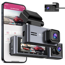 Load image into Gallery viewer, OMBAR Dash Cam 5G WiFi GPS, 3 Channel Front and Rear Inside 2K+1080P, 3.18" LCD Screen, 64GB Card Included, Dual Dash Camera for Cars 4K/2K/1080P IR Night Vision, WDR, G-Sensor, Black_1

