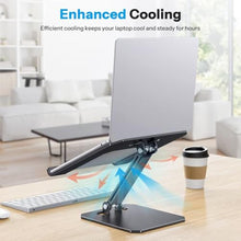 Load image into Gallery viewer, OMOTON Laptop Stand for Desk, Ergonomic Adjustable Computer Stand Aluminum Portable Desktop Laptop Riser Holder for MacBook Air Pro, Dell, HP and All Tablets Up to 15.6", Black_1316
