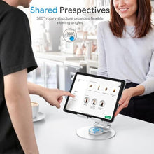 Load image into Gallery viewer, OMOTON T6 Swivel Tablet Stand for iPad with 360 Rotating Base, Foldable Adjustable Holder for Drawing, Compatible with iPad Pro/Air/Mini and More, Silver_7920
