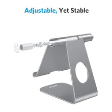 Load image into Gallery viewer, OMOTON Tablet Stand Holder Adjustable, T1 Desktop Aluminum Tablet Dock Cradle Compatible with iPad Air/Mini, iPad 10.2/9.7, iPad Pro 11/12.9, Samsung Tab and More, Grey_8137
