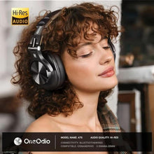 Load image into Gallery viewer, OneOdio A70 Bluetooth Over Ear Headphones, Wireless Headphones with 72H Playtime, Hi-Res, Built-in Mic, 3.5mm/6.35mm Wired Audio Jack for Studio Monitor &amp; Mixing DJ Guitar AMP, Computer PC Gaming, Black_7176
