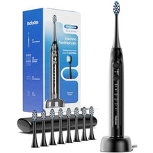 Load image into Gallery viewer, Onlyone Electric Toothbrush for Adults, Rechargeable Electric Toothbrush with 8 Brush Heads, Travel Case, Charging Base &amp; Wireless Charging - 5 Modes with Smart Timer, Black_1
