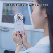 Load image into Gallery viewer, onovatpol Handheld Turbo Fan, Clip-on High Speed Hand Fan, Rechargeable Personal Fan with LED Display, 100 Speeds Adjustable Pocket Fan, Portable Fan for Outdoor/stroller/Travel/Makeup (white), small, updatewhite_5836
