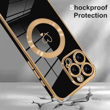 Load image into Gallery viewer, OOK Magnetic Phone Case for iPhone 16 Pro Max [Compatible with MagSafe] Soft TPU Heart Phone Cover with Screen Protector Shockproof Protection Slim Case with Strap Lanyard for Women - Black_134
