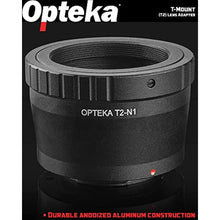 Load image into Gallery viewer, Opteka (T2) T-Mount Lens Adapter Compatible with Panasonic Lumix GH6 GH5 II G9 GX7 GX8 GX9 GX850 G90 G91 G100, Olympus OM-5 OM-1 OM-D MARK IV E-PM2 PEN-F E-M1X Micro Four Thirds Cameras and Camcorders, Black_2566
