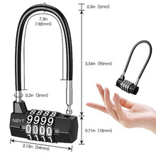 Load image into Gallery viewer, OQIMAX Long Shackle Combination Lock, 4 Digit Weatherproof Handle Padlock for Cabinet Door Outdoor, Resettable Handheld Lock for Travel Bag, Bike, Fence, Luggage School, Fence, Gym Sports Locker_6623
