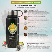 Load image into Gallery viewer, Organic Greek Vitamin Bottles. Hydrogen Alkaline Generator Water Bottle + Stainless Steel Filter 4 in 1 Design 800mL (27.05 FL OZ), Black_22
