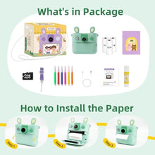 Load image into Gallery viewer, ORGSTA Kids Instant Print Camera for Boys and Girls 1080P HD Toddler Digital Camera with 3 Rolls Print Paper&amp;32G Card, Christmas Birthday Gift Toys for Age 3-16 Kids Portable Travel Digital Camera Toy, Green_2033
