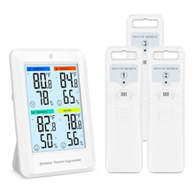 Load image into Gallery viewer, ORIA Indoor Outdoor Thermometer, Digital Hygrometer Thermometer with 3 Sensors, Wireless Temperature and Humidity Gauge with Alert, / Switch, Max/Min Values, USB Charging Port_1
