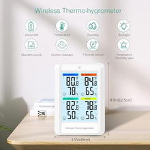 Load image into Gallery viewer, ORIA Indoor Outdoor Thermometer, Digital Hygrometer Thermometer with 3 Sensors, Wireless Temperature and Humidity Gauge with Alert, / Switch, Max/Min Values, USB Charging Port_1848
