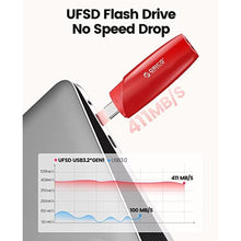 Load image into Gallery viewer, ORICO 405 MB/s Flash Drive 512GB, Memory Stick USB3.2 Reading Thumb Drive with Keychain USB Flash Drive Metal USB Drive Data Storage Compatible with Computer/LaptopUFSD_2271
