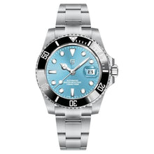 Load image into Gallery viewer, Orizontime Pagani Design Automatic Mechanical Watch, 40mm Black Dial, 100m Water Resistant, Luminous, Rubber Strap, Ceramic Bezel (Sky Blue dial), skybluedial_1

