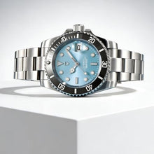 Load image into Gallery viewer, Orizontime Pagani Design Automatic Mechanical Watch, 40mm Black Dial, 100m Water Resistant, Luminous, Rubber Strap, Ceramic Bezel (Sky Blue dial), skybluedial_1705
