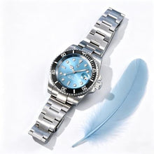 Load image into Gallery viewer, Orizontime Pagani Design Automatic Mechanical Watch, 40mm Black Dial, 100m Water Resistant, Luminous, Rubber Strap, Ceramic Bezel (Sky Blue dial), skybluedial_1706
