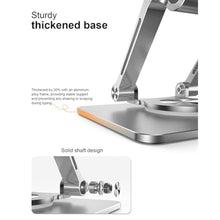 Load image into Gallery viewer, Orlian Tablet Stand Holder with Thickened 360Rotating Base Dual Rod Adjustable Aluminum Stand for All 5.8-12.9 iPad Samsung Phone Tablet Kindle E-Reader and More, Silver_5180
