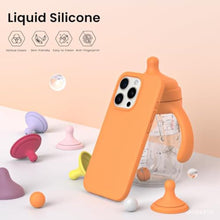 Load image into Gallery viewer, ORNARTO Compatible with iPhone 15 Pro Case 6.1", Liquid Silicone 3 Layers Full Covered Soft Gel Rubber Cover, Shockproof Protective Slim Phone Case with Anti-Scratch Microfiber Lining-Orange_3195

