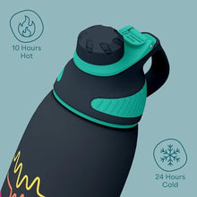 Load image into Gallery viewer, Ottle Reef Roamer Stainless Steel Water Bottle - 34 oz Insulated Flask with Leak Proof Lid, BPA free &amp; Carry Handle - Hot &amp; Cold Gym Water Bottle for Travel, Camping &amp; Sports - Electro Beats, ozElectroBeats_5959
