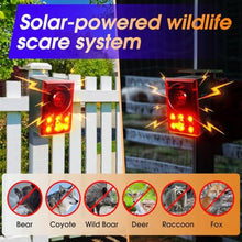 Load image into Gallery viewer, OUDAER Solar Outdoor Motion Sensor Alarm - Dog Barking &amp; Gunshot Sound, Support Recording and Volume Adjustment, 130dB Noise with Flashing Light to Deter Raccoon, Deer, Skunk, Bear, Coyote, GreenRed_1350
