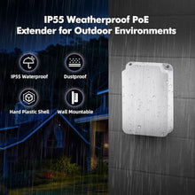 Load image into Gallery viewer, Outdoor 4 Port Gigabit PoE Extender, 1 in 3 Out PoE+ Switch, 10/100/1000Mbps, IEEE 802.3 af/at 30W, Wall Mount Waterproof YuLinca POE Passthrough Switch_544
