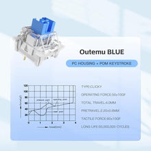 Load image into Gallery viewer, Outemu(Gaote) Blue Switches for MX Mechanical Gaming Keyboard,3-Pin 50gf Clicky/RGB/DIY Replaceable/Dustproof Switches(Blue,72pcs)_561
