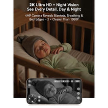 Load image into Gallery viewer, Outinput Baby Monitor with Camera and Audio, 2K 4MP Indoor Security Camera for Home, 360 PTZ, AI Crying &amp; Feeding Alerts, Night Vision with Gentle Light, Soothing Lullabies, 2-Way Audio_22
