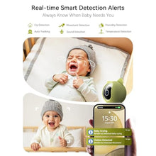 Load image into Gallery viewer, Outinput Baby Monitor with Camera and Audio, 2K 4MP Indoor Security Camera for Home, 360 PTZ, AI Crying &amp; Feeding Alerts, Night Vision with Gentle Light, Soothing Lullabies, 2-Way Audio_24
