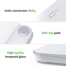 Load image into Gallery viewer, Ovutek Bathroom Scale for Body Weight, Highly Accurate Digital Weighing Machine for People, Upgraded Batteries Included, Compact Size, LED Display, Physician Scale with Sturdy Tempered Glass, 400lb, White_4837
