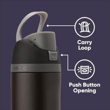 Load image into Gallery viewer, Owala Marvel FreeSip Stainless Steel Water Bottle with Straw for Sports and Travel, BPA-Free Sports Water Bottle, 24 oz, Black Panther, BlackPanther_7584

