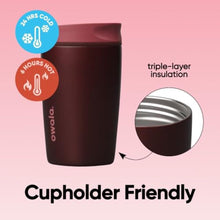 Load image into Gallery viewer, Owala SmoothSip Slider Insulated Stainless Steel Coffee Tumbler, Reusable Iced Coffee Cup, Hot Coffee Travel Mug, BPA Free 12 oz, Black Cherry, BlackCherry_727
