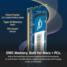 Load image into Gallery viewer, OWC 8GB DDR3 1600MHz ECC UDIMM 1.5V 240-pin Memory RAM, BlackChips_135
