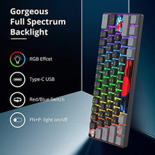 Load image into Gallery viewer, Owpkeenthy Wired 60% Percent Mechanical Gaming Keyboard with Blue Switch Ultra Compact RGB Gaming Keyboard Backlit Keys N-Key Rollover for PC Gamer (Dark/Blue Switch), DarkBlueSwitch_7005
