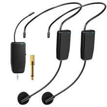 Load image into Gallery viewer, oxxyeeKS Wireless Microphone System for 2 People,160ft Range, 2.4G Dual Wireless Headset Mics for Karaoke Speaker, Amplifier, Mic Speakers, PA System, Yoga,Teaching, Fitness, Black_1
