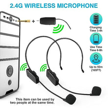 Load image into Gallery viewer, oxxyeeKS Wireless Microphone System for 2 People,160ft Range, 2.4G Dual Wireless Headset Mics for Karaoke Speaker, Amplifier, Mic Speakers, PA System, Yoga,Teaching, Fitness, Black_951
