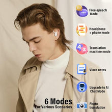 Load image into Gallery viewer, OYIB AI Language Translation Earbuds Real Time, 3-in-1 Translator Earbuds with 6 Translation Modes/164 Language, 50H Bluetooth 5.4 Headphones Translating Device for Travel/Business//Leaning, White, PearlWhite_662

