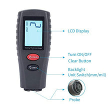 Load image into Gallery viewer, Paint Thickness Gauge | Digital Meter for Automotive Coating Thickness Gauge Tester | High Contrast Backlight LCD | Resolution 2mils | Auto Power Off | Auto Digital Calibration Data Hold Mini Size, Grey_5317

