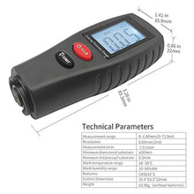 Load image into Gallery viewer, Paint Thickness Gauge | Digital Meter for Automotive Coating Thickness Gauge Tester | High Contrast Backlight LCD | Resolution 2mils | Auto Power Off | Auto Digital Calibration Data Hold Mini Size, Grey_5320
