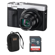 Load image into Gallery viewer, Panasonic LUMIX ZS99 Point and Shoot Camera, Compact Camera for Travel with 30x Zoom with 24-720mm Zoom Lens, and 4K Video/Photo, Great for Travel and Concerts, DC-ZS99 + Bag+ 32GB SD Card (Silver)_1
