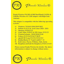 Load image into Gallery viewer, Panda Wireless PAU0B AC600 Dual Band (2.4GHz and 5GHz) Wireless N USB Adapter W/High Gain Antenna - Windows 7/8/8.1/10/11, Zorin, Mint, Ubuntu, openSUSE, Fedora, Kali Linux and Raspbian, Red_8455
