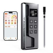 Load image into Gallery viewer, Paneceia Meat Thermometer Digital Wireless, 800FT Long Range Bluetooth Cooking Thermometer, Food Thermometer for Remote Monitoring of Grill, Oven, Smoker, Air Fryer, Rotisserie, iOS &amp; Android App, Silver_1
