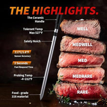 Load image into Gallery viewer, Paneceia Meat Thermometer Digital Wireless, 800FT Long Range Bluetooth Cooking Thermometer, Food Thermometer for Remote Monitoring of Grill, Oven, Smoker, Air Fryer, Rotisserie, iOS &amp; Android App, Silver_7462
