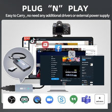 Load image into Gallery viewer, Papeaso Video Capture Card, HDMI to USB C 3.0 Capture Card, 1080P 60FPS Video Capture Device, for Streaming, Teaching,Gaming, Video conferencing or Live Broadcasting, GreyC_6409
