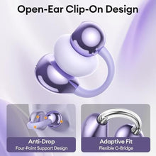 Load image into Gallery viewer, PAXA Clip On Earbuds, Open Ear Earbuds Wireless Bluetooth 5.4, Clip On Headphones with LCD Touchscreen, Lightweight Comfort Open Ear Headphones for Sports, Fitness, and Workouts, M100 Purple_1650
