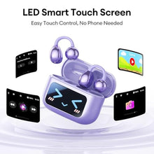 Load image into Gallery viewer, PAXA Clip On Earbuds, Open Ear Earbuds Wireless Bluetooth 5.4, Clip On Headphones with LCD Touchscreen, Lightweight Comfort Open Ear Headphones for Sports, Fitness, and Workouts, M100 Purple_1651
